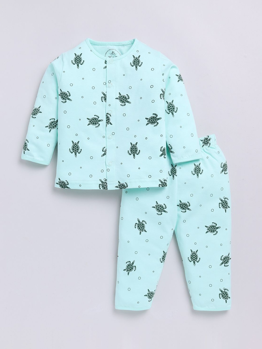 

Clt.s Unisex Kids Pure Cotton Printed Night suit, Sea green