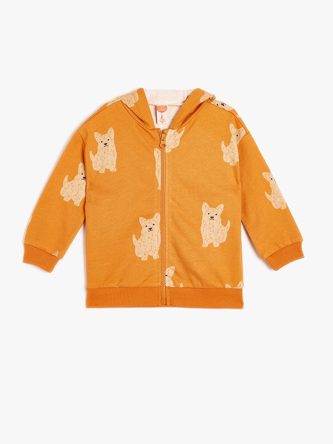 

Koton Boys Cotton Printed Hooded Long Sleeves Front-Open Sweatshirt, Orange