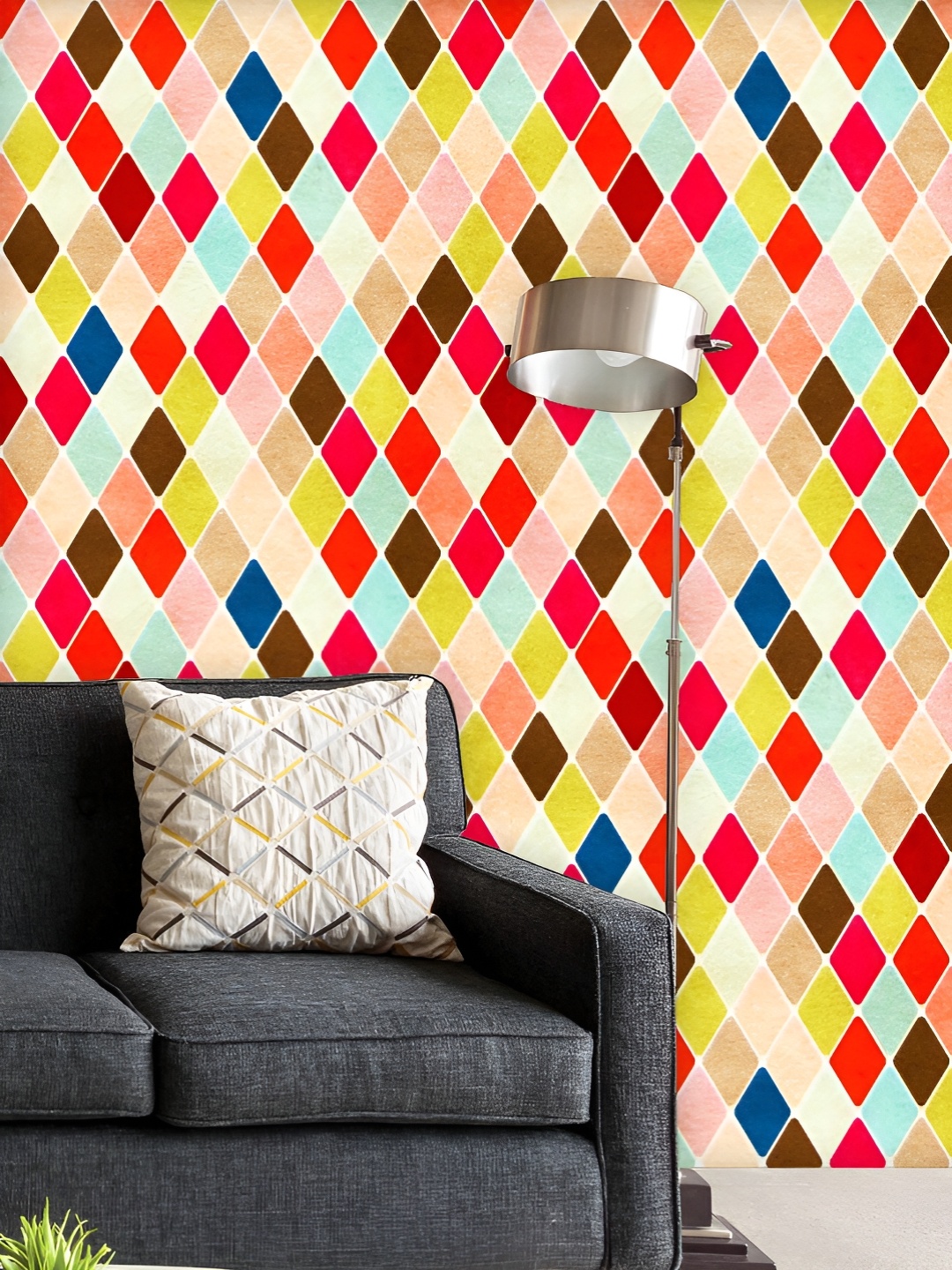 

ArtzFolio Printed UV-Resistant Anti-Bacterial Retro Harlequin Peel & Stick Wallpaper, Multi