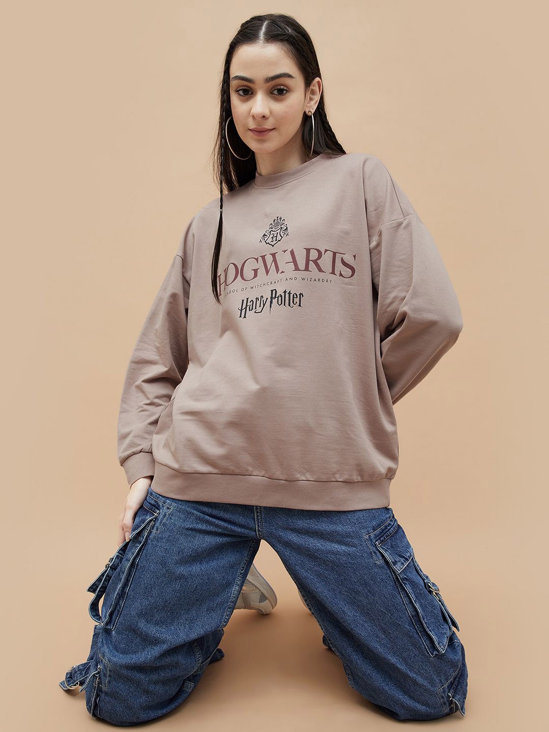 

Ginger by Lifestyle Women Typography Printed Round Neck Sweatshirt, Beige
