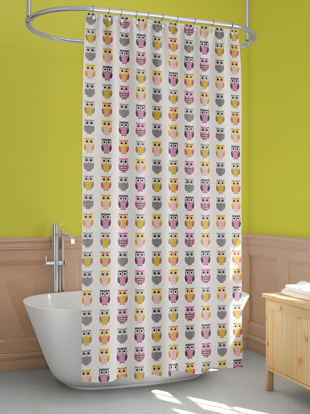 

ArtzFolio White & Pink Printed Waterproof Shower Curtain