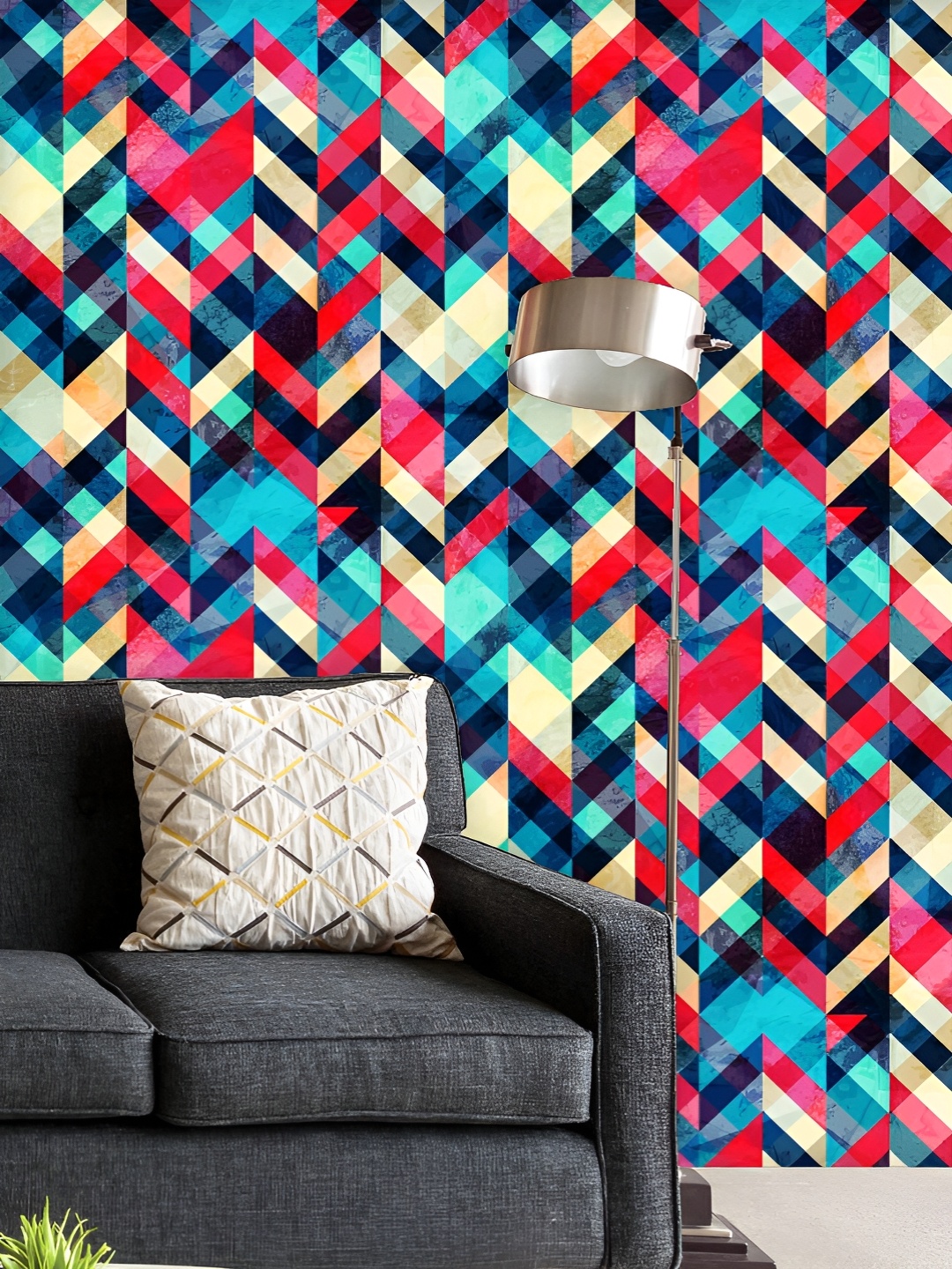 

ArtzFolio Printed UV-Resistant Anti-Bacterial Hipster Zigzag Pattern Peel & Stick Wallpaper, Multi