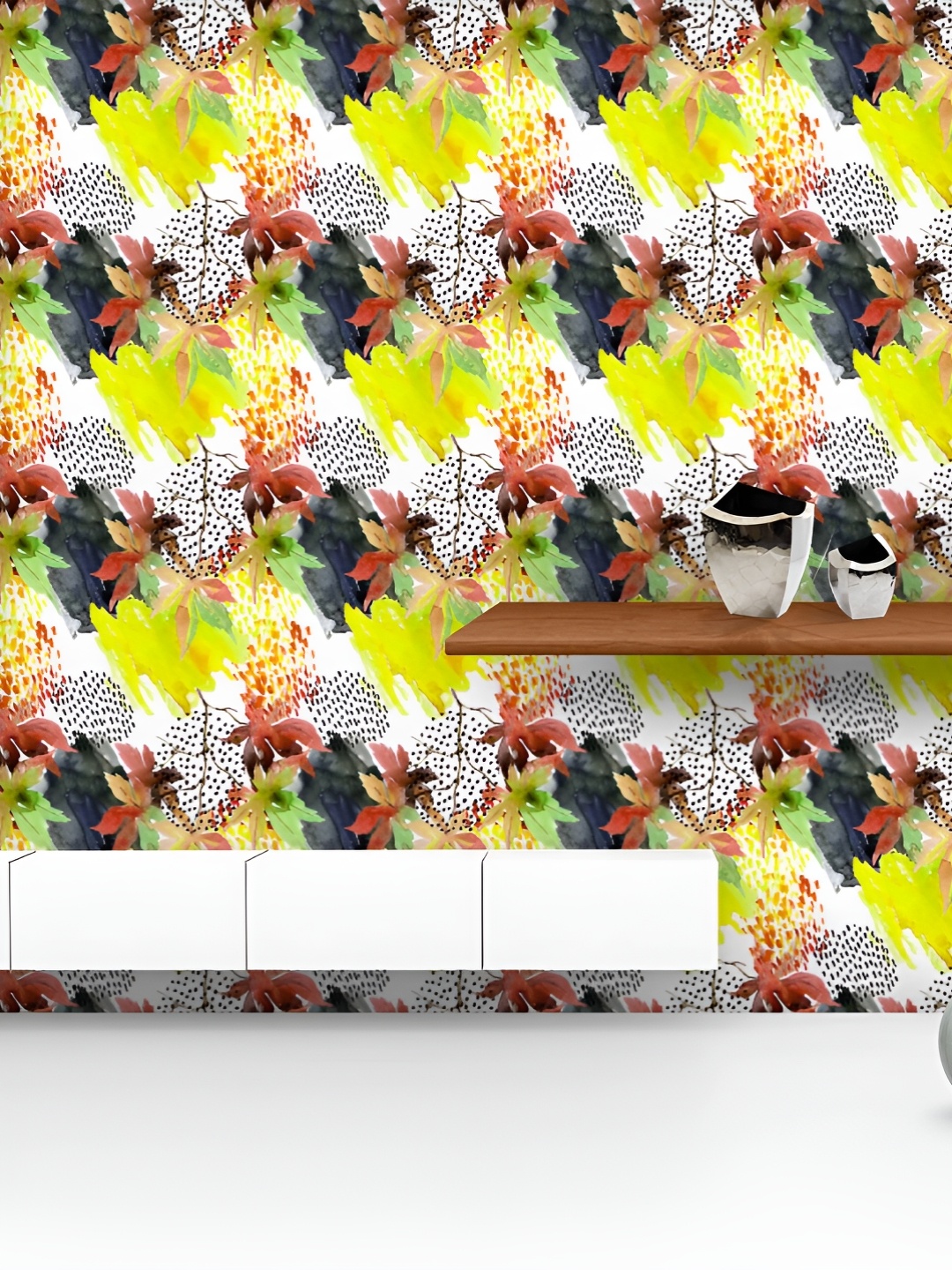 

ArtzFolio Printed UV-Resistant Anti-Bacterial Watercolor Autumn Leaf Peel & Stick Wallpaper, Multi