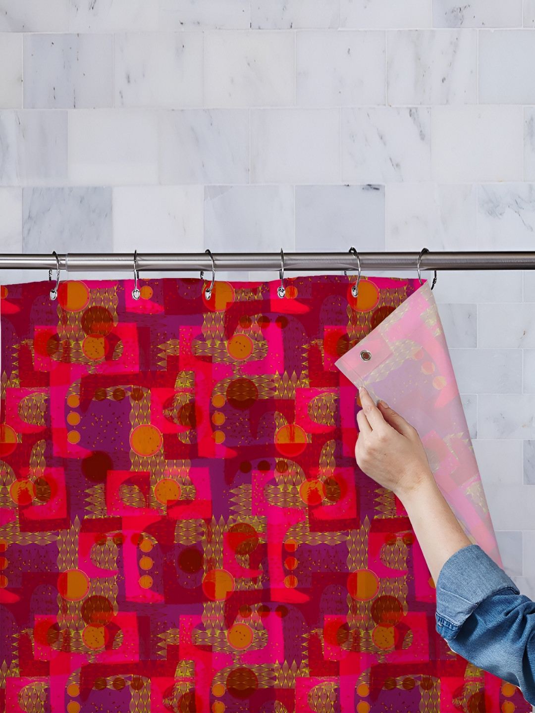

ArtzFolio Single Piece Waterproof Polyester Shower Curtain, Multi