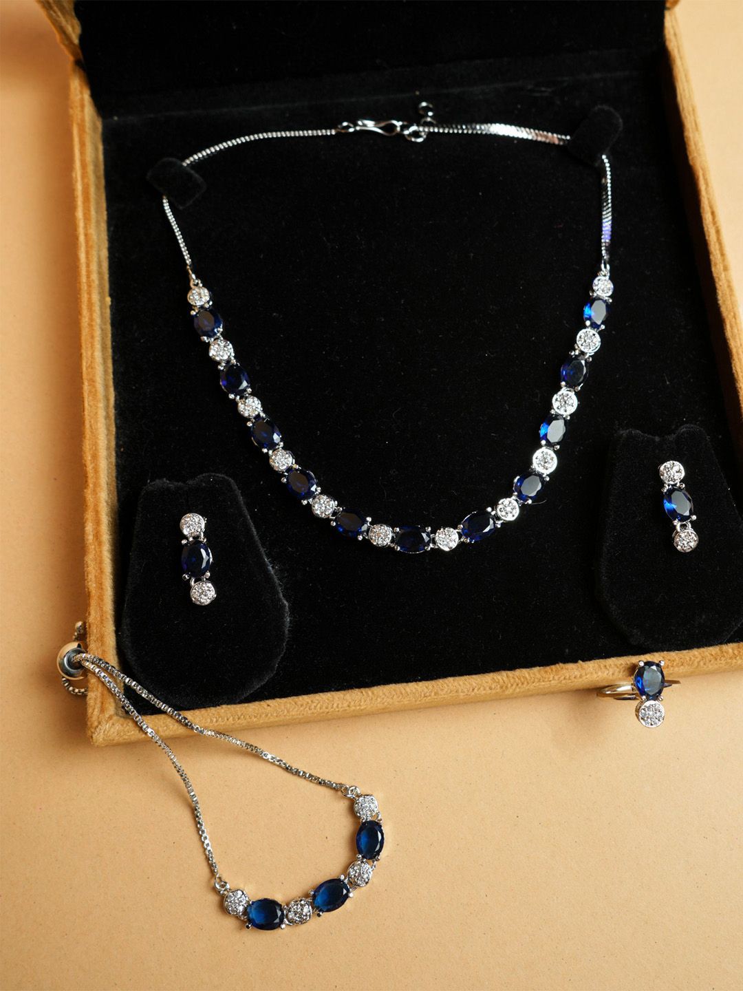 

VIRAASI Silver-Plated Stone Studded Jewellery Set