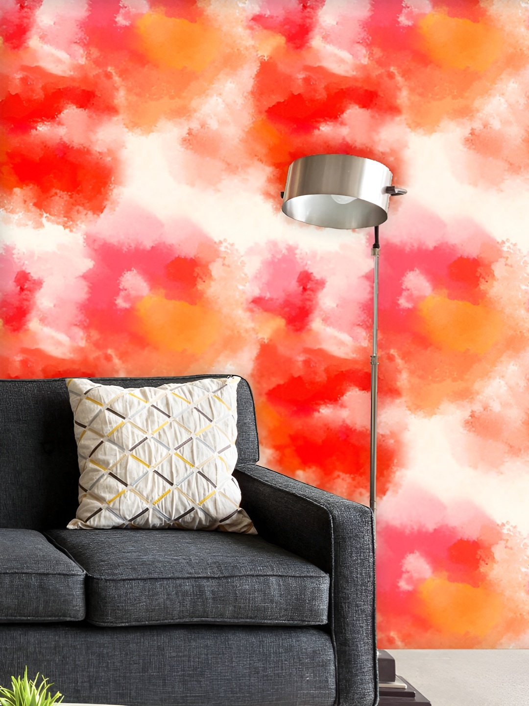 

ArtzFolio Printed UV-Resistant Anti-Bacterial Red Watercolor Wash Peel & Stick Wallpaper, Multi