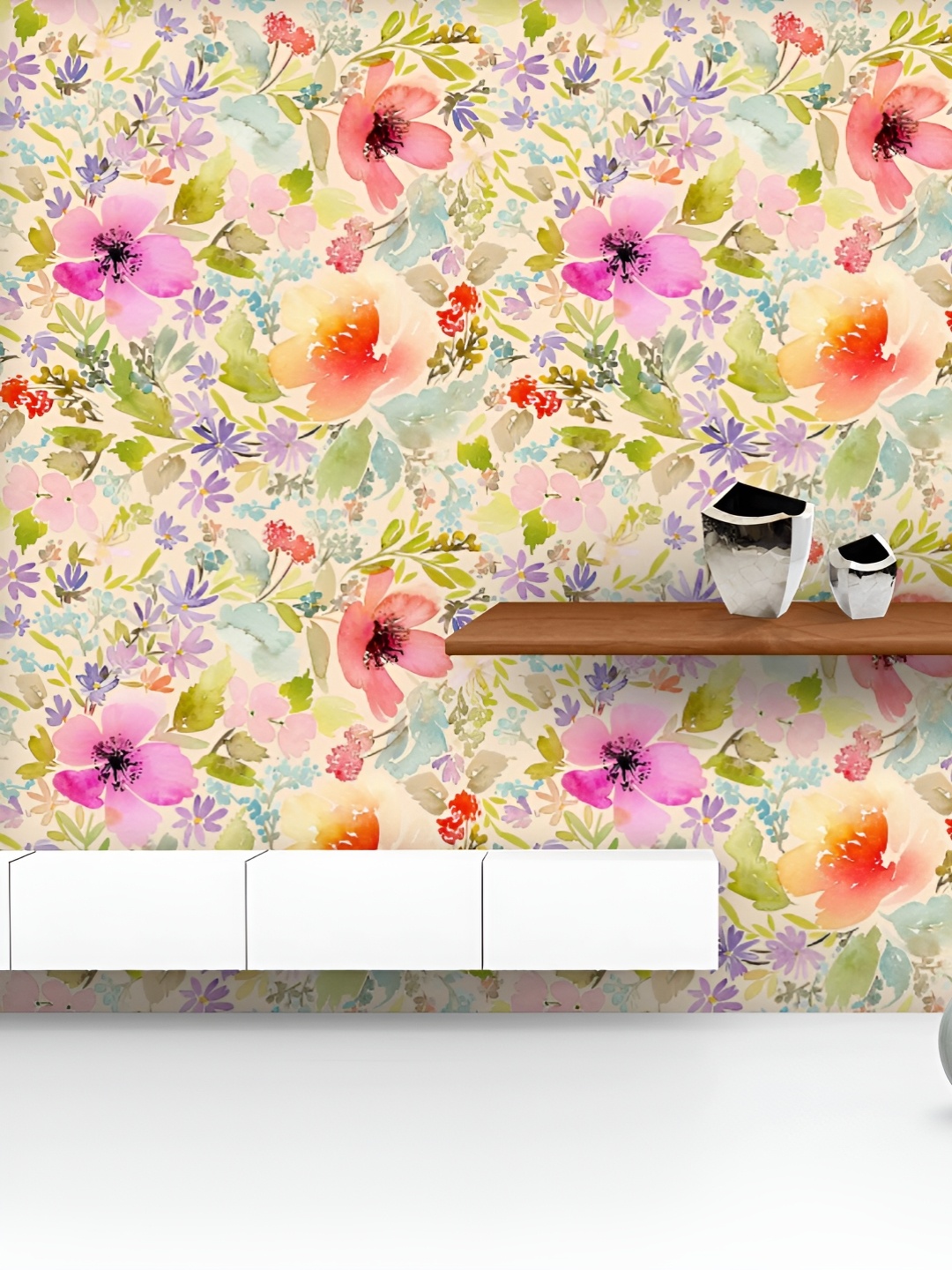 

ArtzFolio Printed UV-Resistant Anti-Bacterial Watercolor Spring Pattern Peel & Stick Wallpaper, Multi