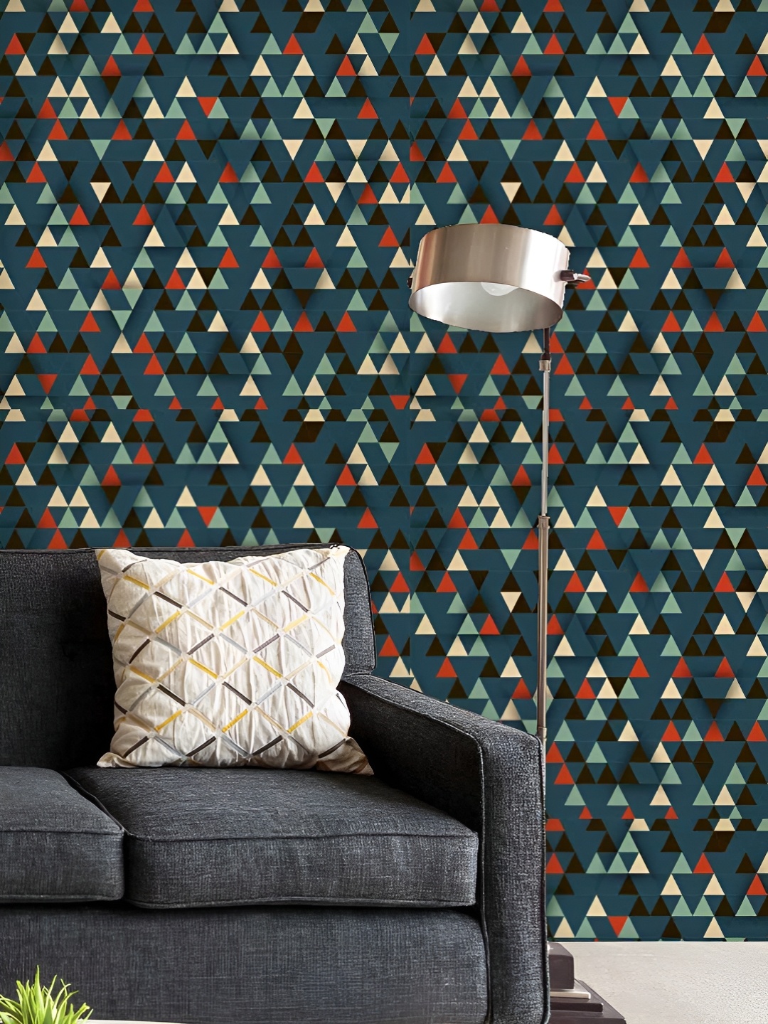 

ArtzFolio Printed UV-Resistant Anti-Bacterial Dark Triangles Peel & Stick Wallpaper, Multi