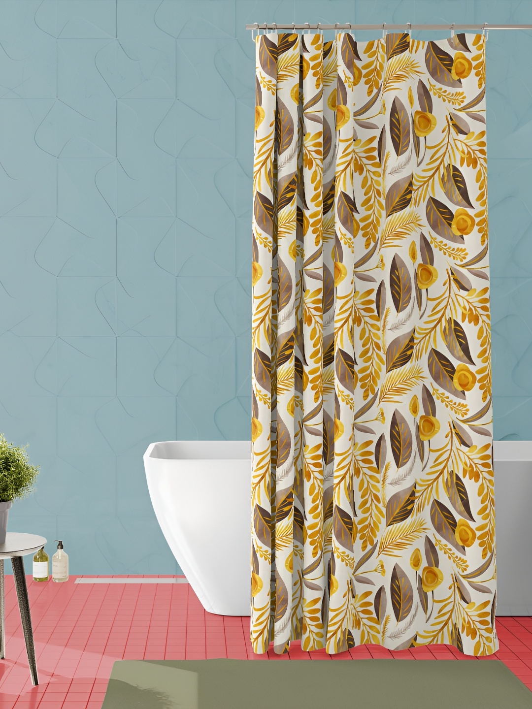 

ArtzFolio Yellow & Brown Tropical Printed Waterproof Shower Curtain