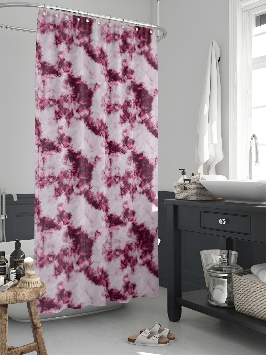 

ArtzFolio Pink Printed Water Proof Shower Curtain