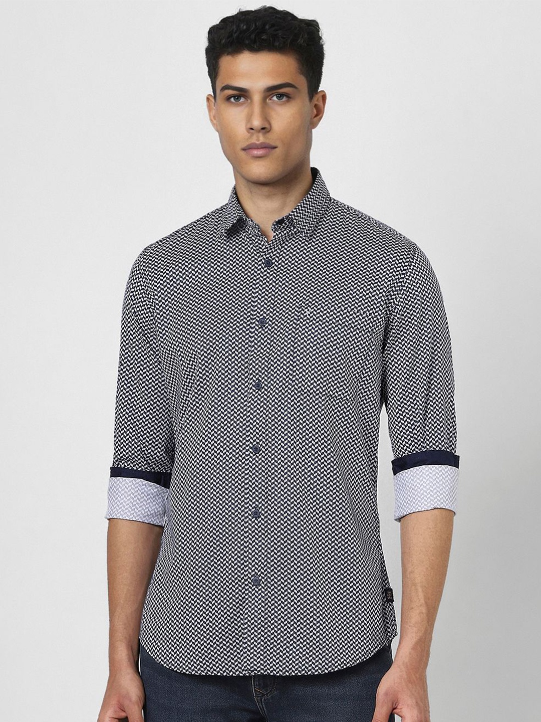 

VAN HEUSEN DENIM LABS Men Slim Fit Opaque Printed Casual Shirt, Grey