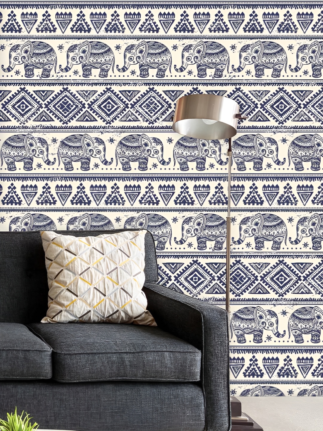 

ArtzFolio Printed UV-Resistant Anti-Bacterial Ethnic Elephant Peel & Stick Wallpaper, Multi