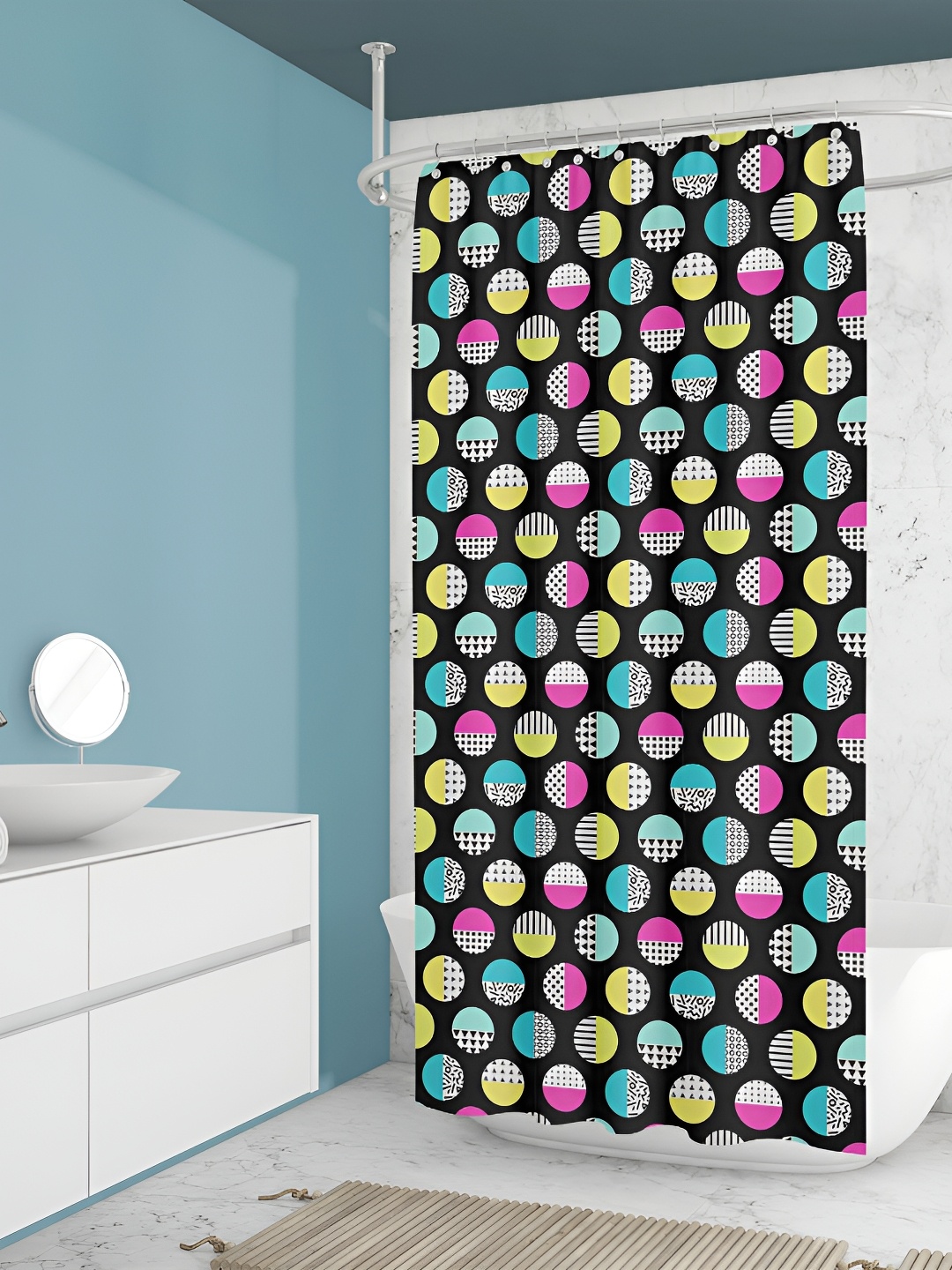 

ArtzFolio Black & Pink Printed Waterproof Shower Curtain