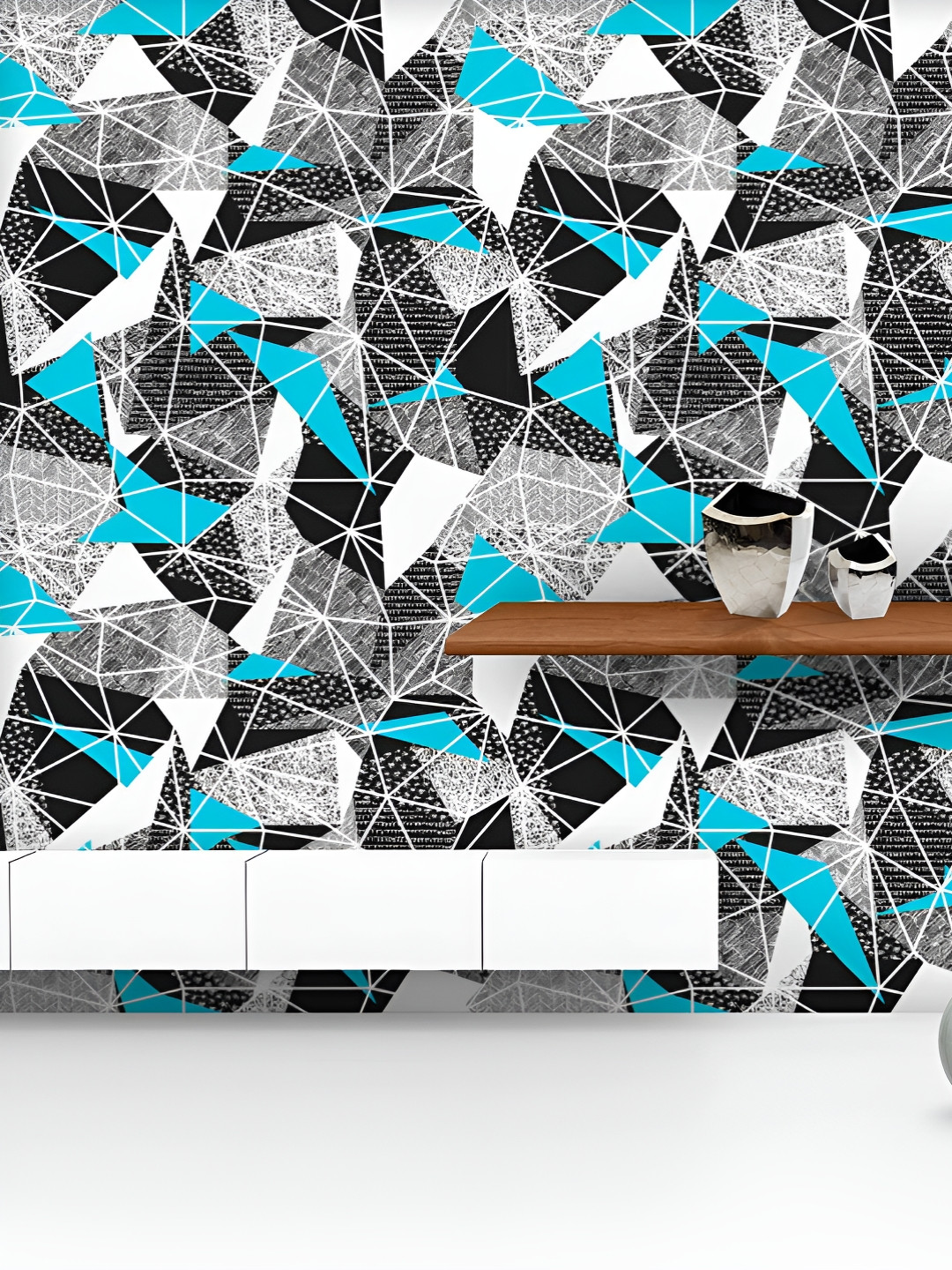 

ArtzFolio Printed UV-Resistant Anti-Bacterial Triangles Pattern Peel & Stick Wallpaper, Multi