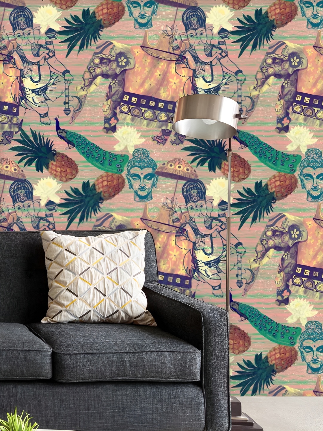 

ArtzFolio Printed UV-Resistant Anti-Bacterial Elephant Pattern Peel & Stick Wallpaper, Multi