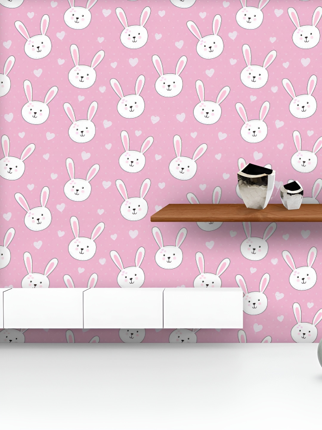 

ArtzFolio Printed UV-Resistant Anti-Bacterial Cartoon Rabbit Peel & Stick Wallpaper, Multi