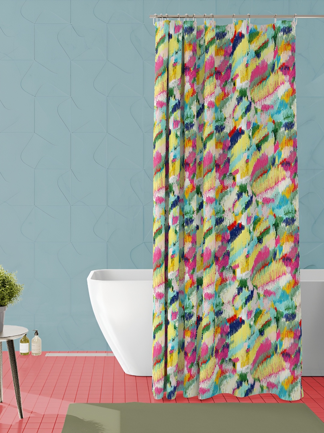 

ArtzFolio Pink & Blue Abstract Printed Waterproof Shower Curtain