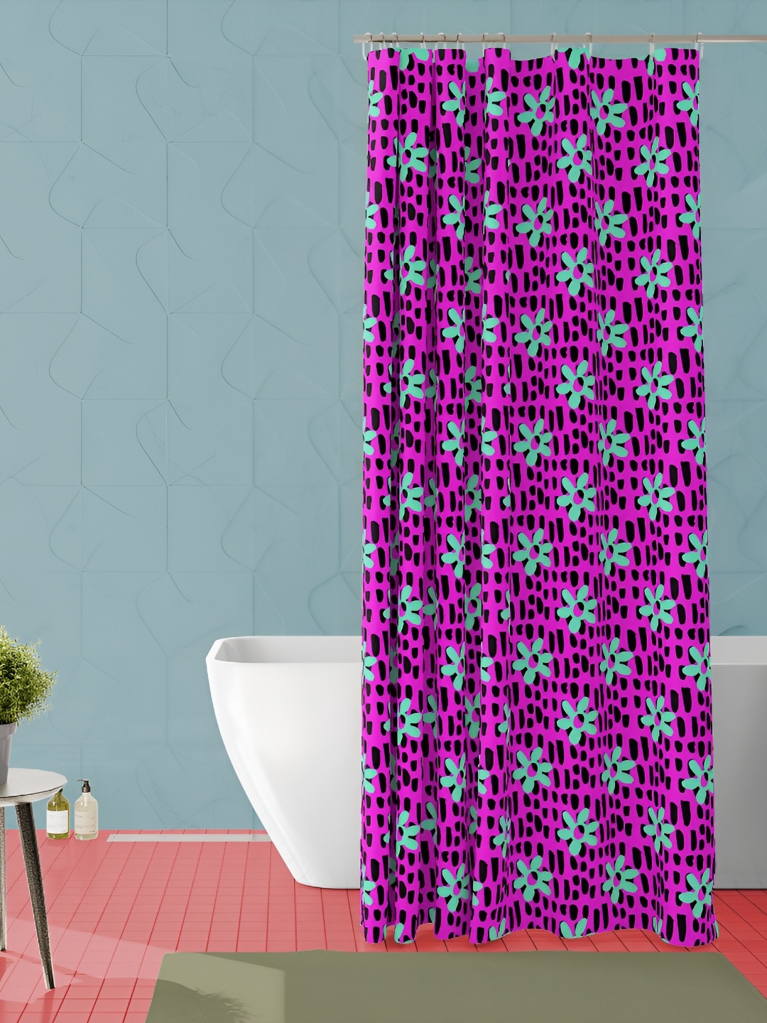 

ArtzFolio Violet & Green Printed Waterproof Shower Curtain