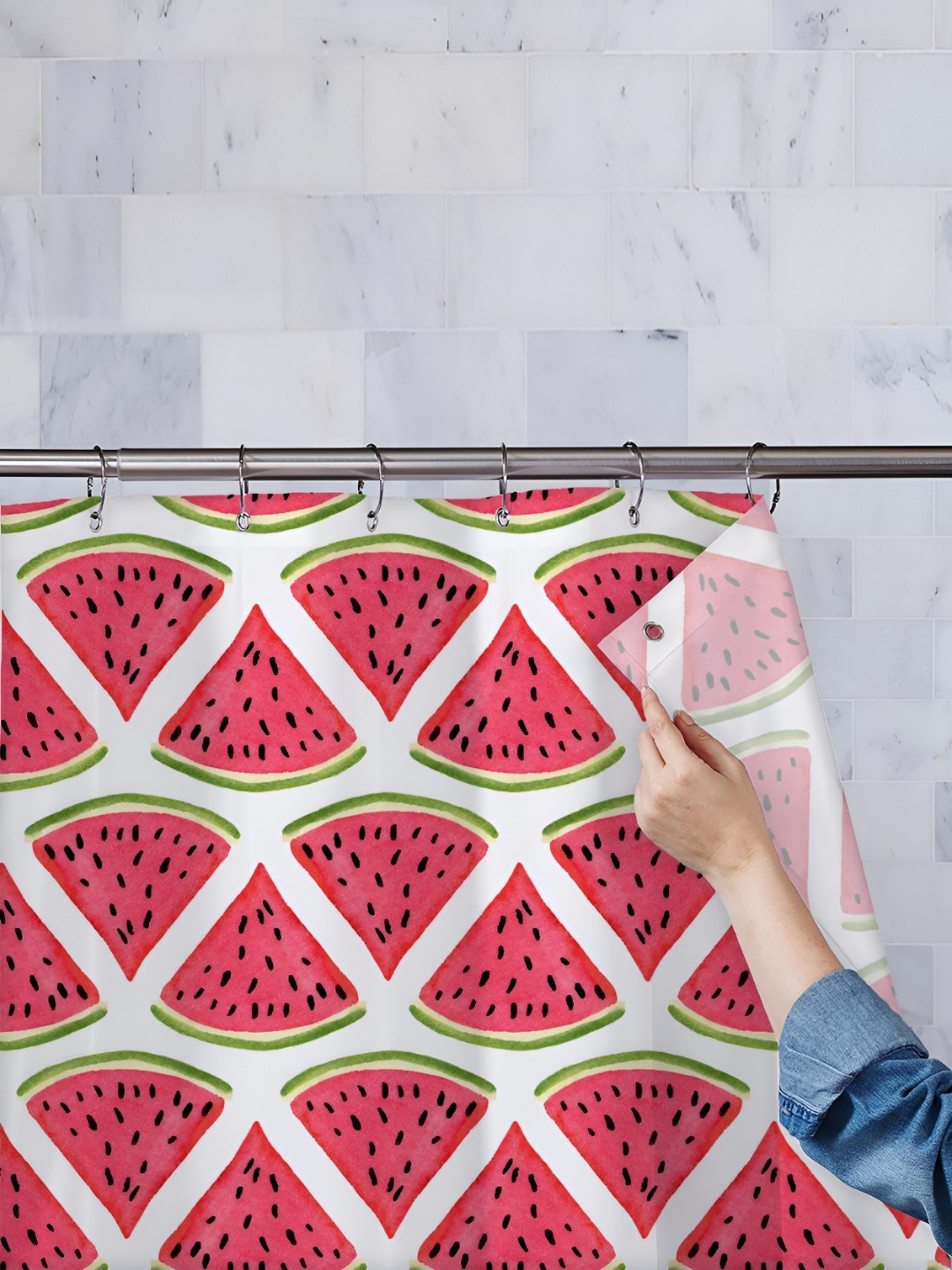 

ArtzFolio White & Red Printed Water Proof Shower Curtain