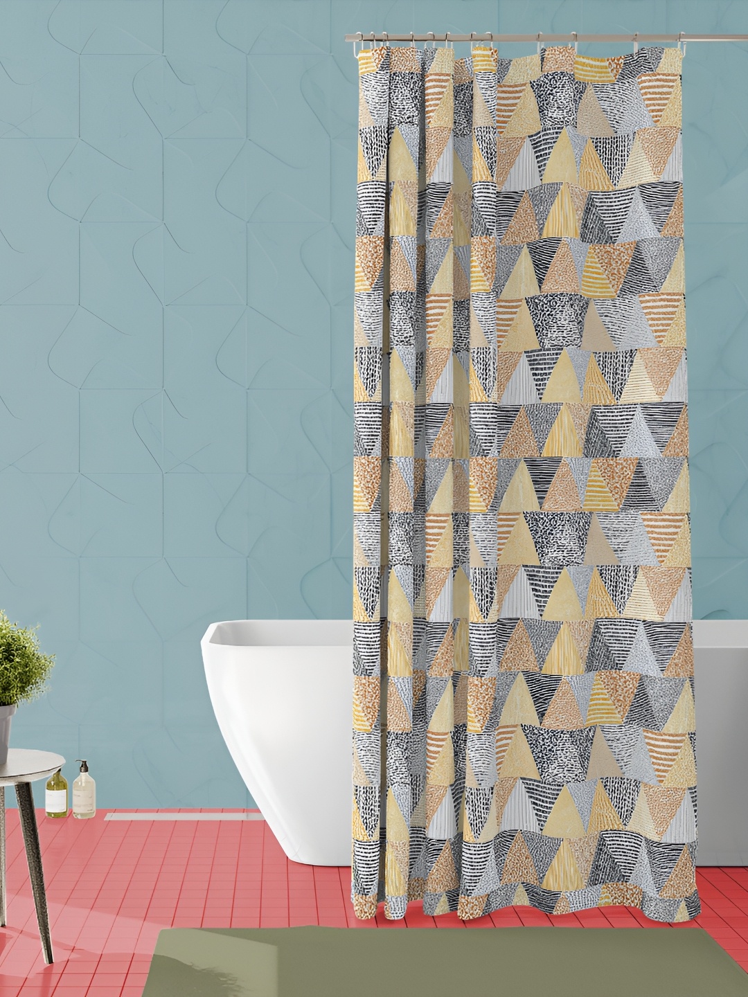 

ArtzFolio Beige and Grey Geometric Printed Waterproof Shower Curtain