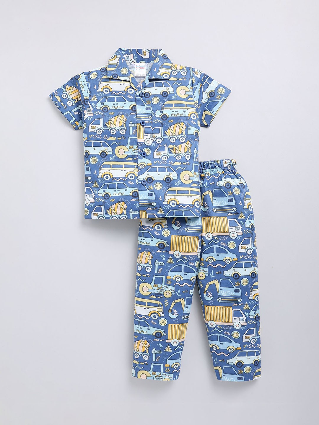 

NAUTI KIDZ Boys Printed Pure Cotton Night suit, Blue