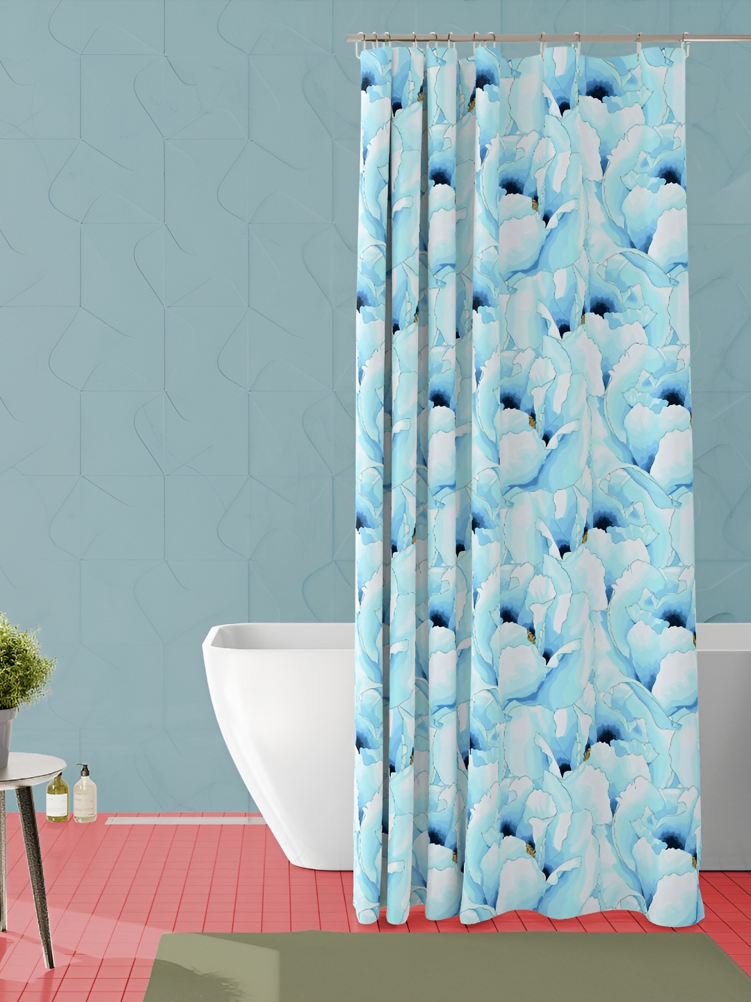 

ArtzFolio Blue & White Printed Waterproof Shower Curtain