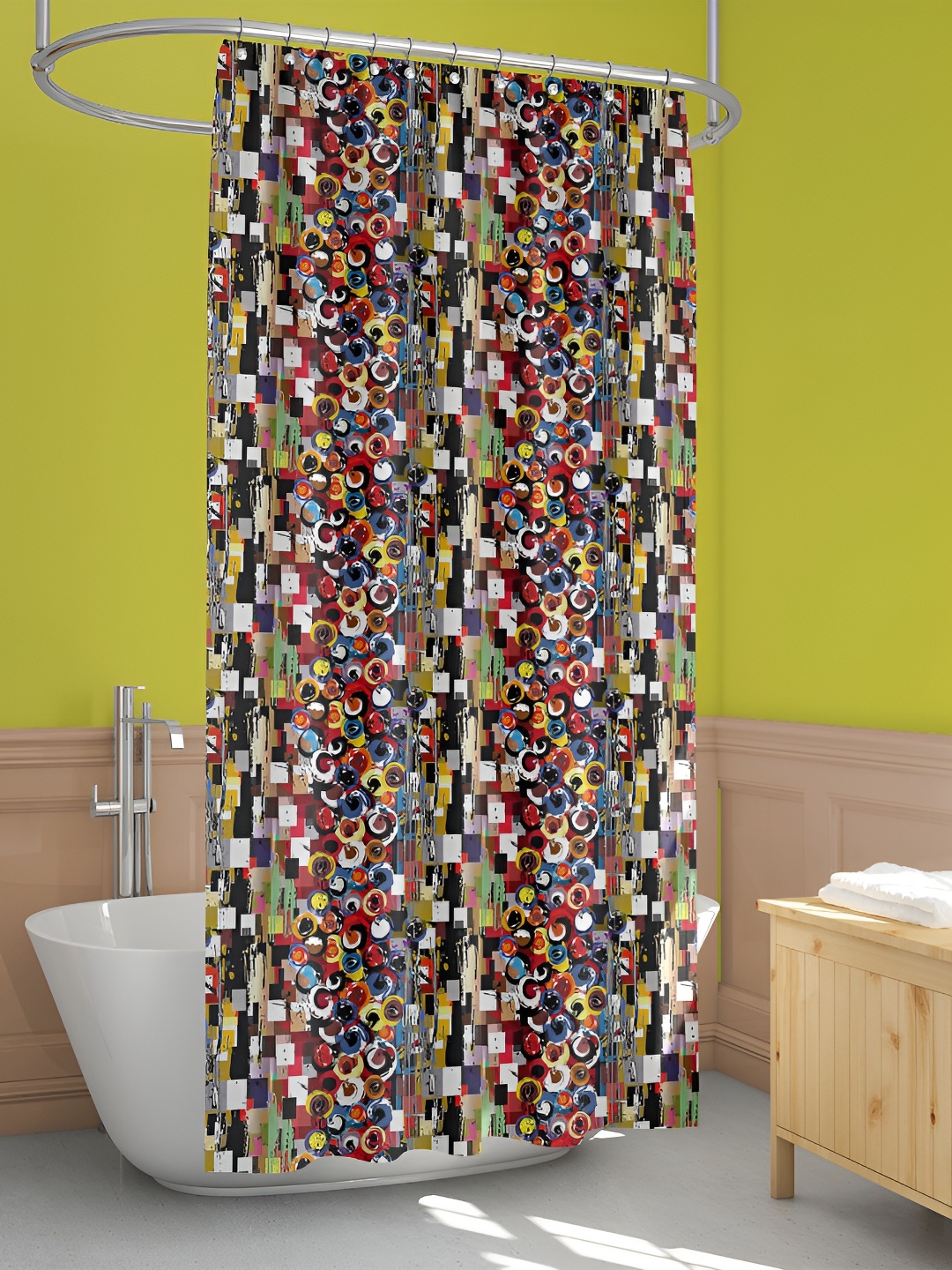 

ArtzFolio Red & Blue Printed Water Proof Shower Curtain