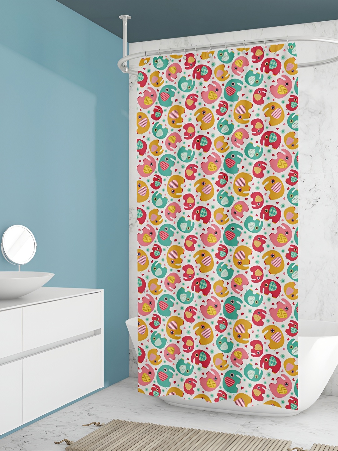 

ArtzFolio White & Pink Printed Waterproof Shower Curtains