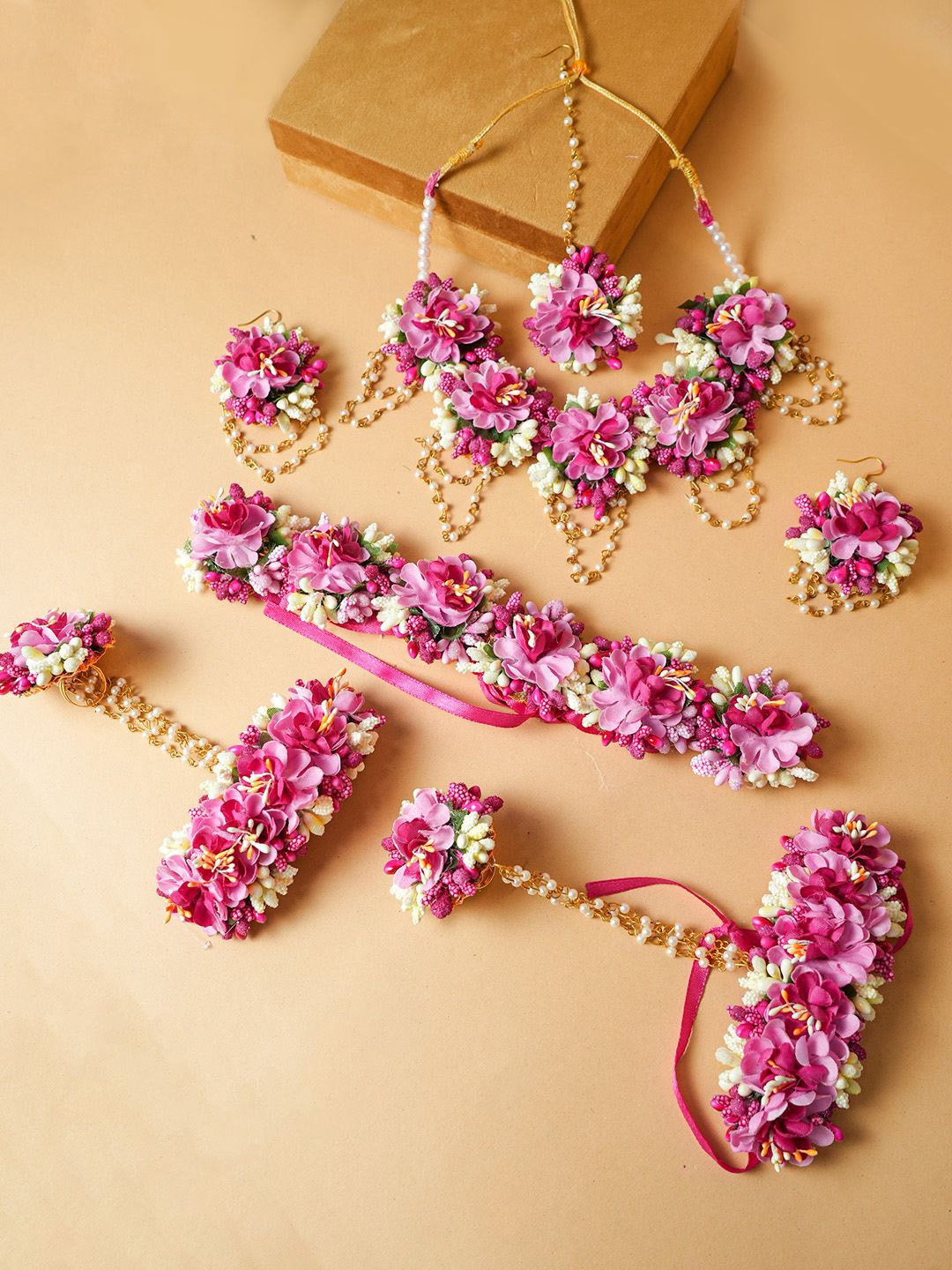 

VIRAASI Gold-Plated Floral Beaded Jewellery Set
