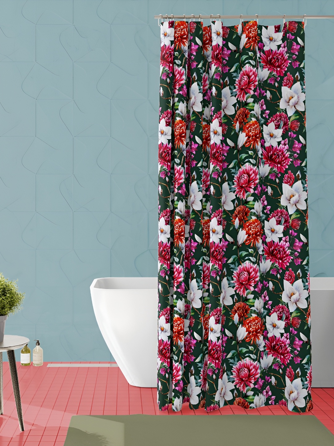 

ArtzFolio Pink & White Floral Printed Waterproof Shower Curtain