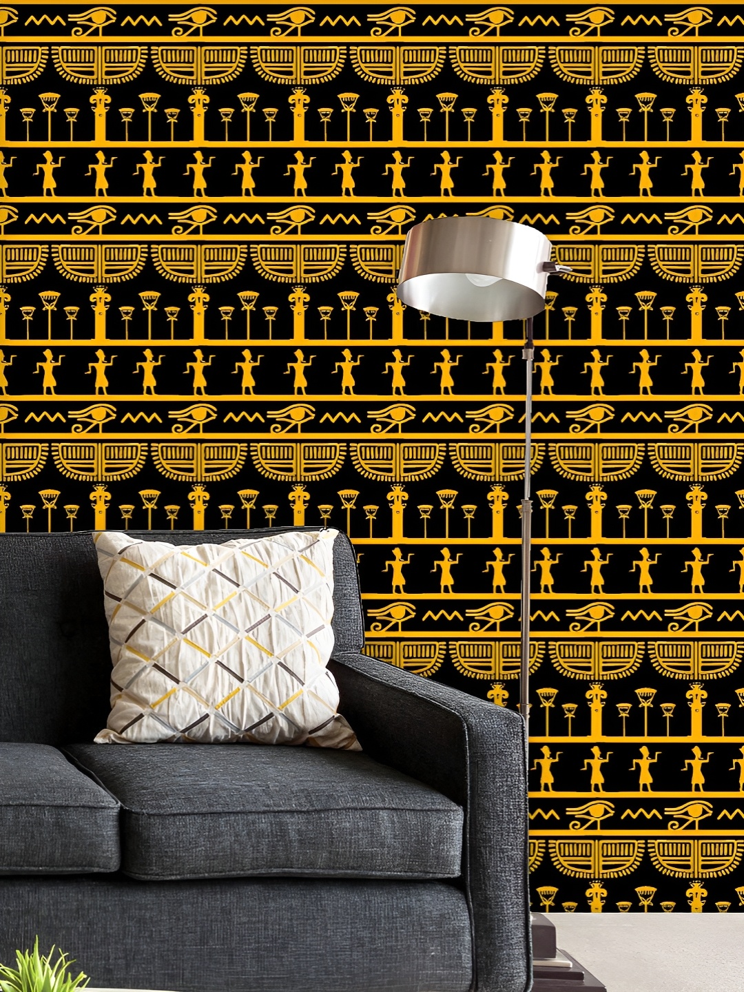 

ArtzFolio Printed UV-Resistant Anti-Bacterial Vintage Egyptian Silhouettes Peel & Stick Wallpaper, Multi