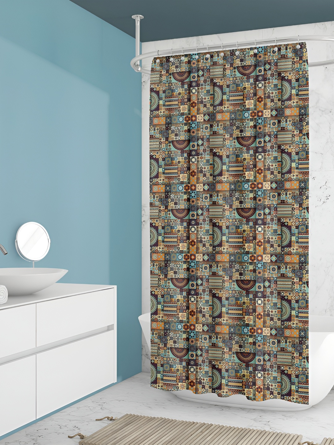 

ArtzFolio Brown & Green Abstract Printed Waterproof Shower Curtain