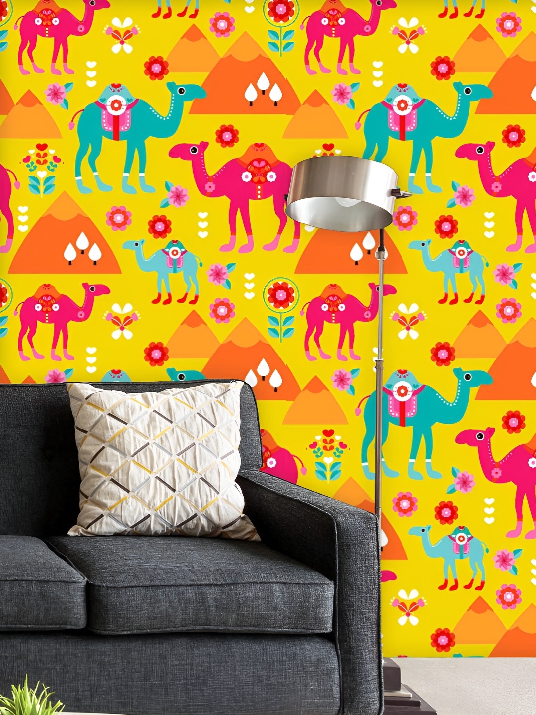 

ArtzFolio Printed UV-Resistant Anti-Bacterial Pyramids & Camel Peel & Stick Wallpaper, Multi