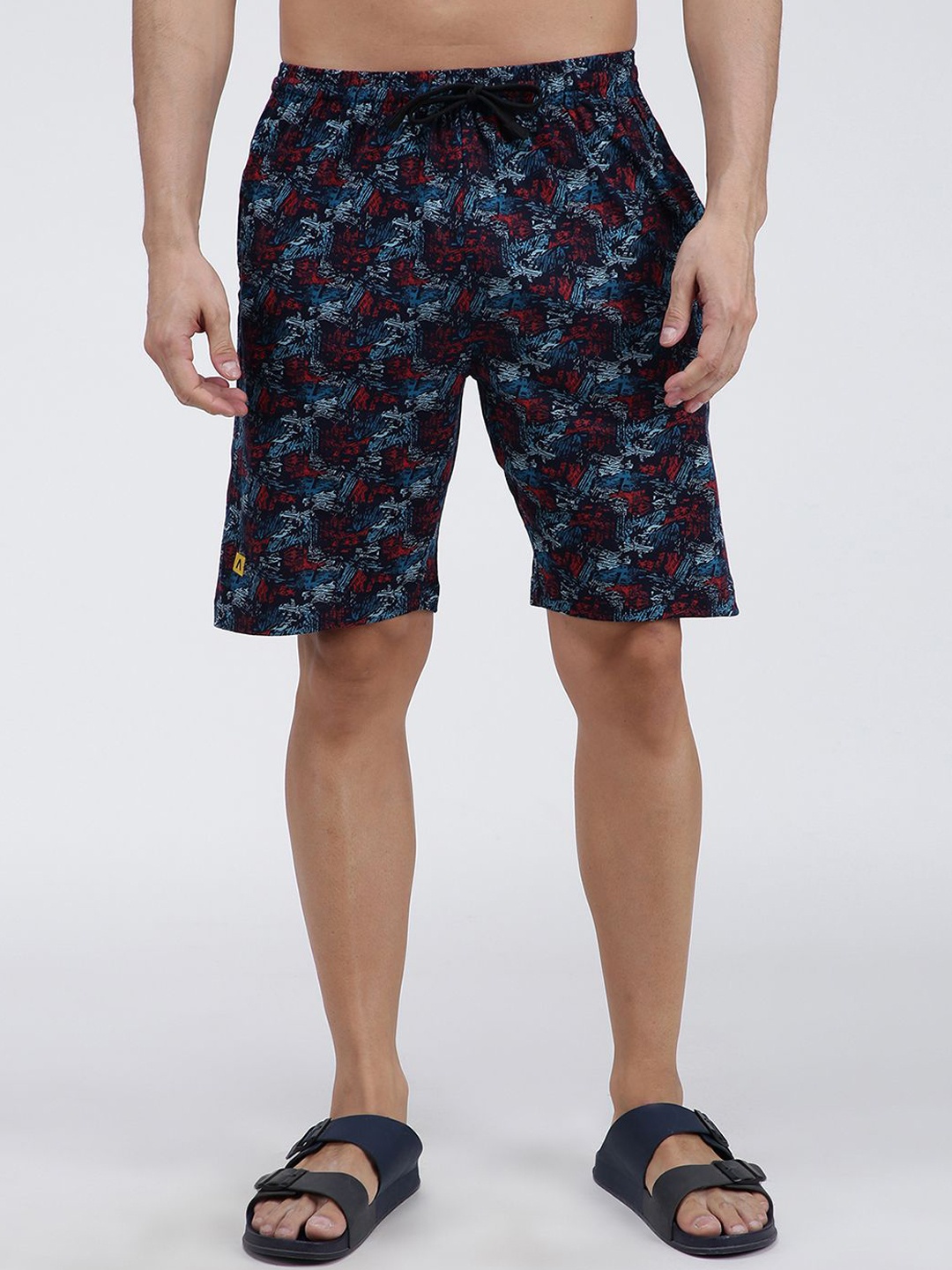 

AMUL COMFY Men Mid-Rise Printed Shorts, Blue