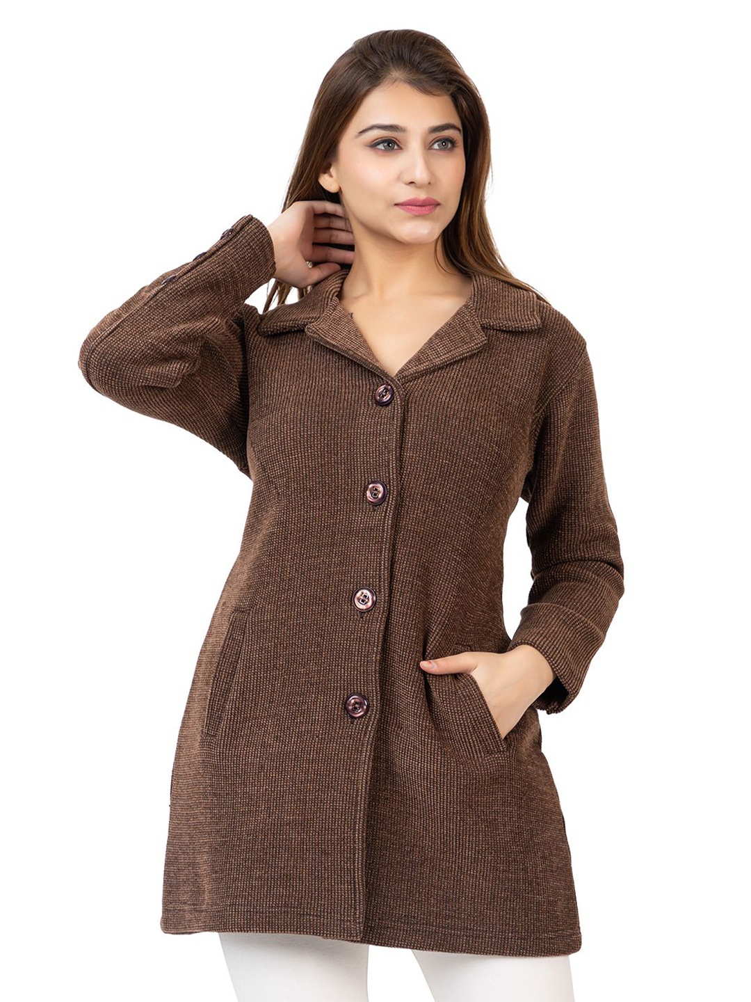 

TWENTY ME Women Longline Cardigan, Brown