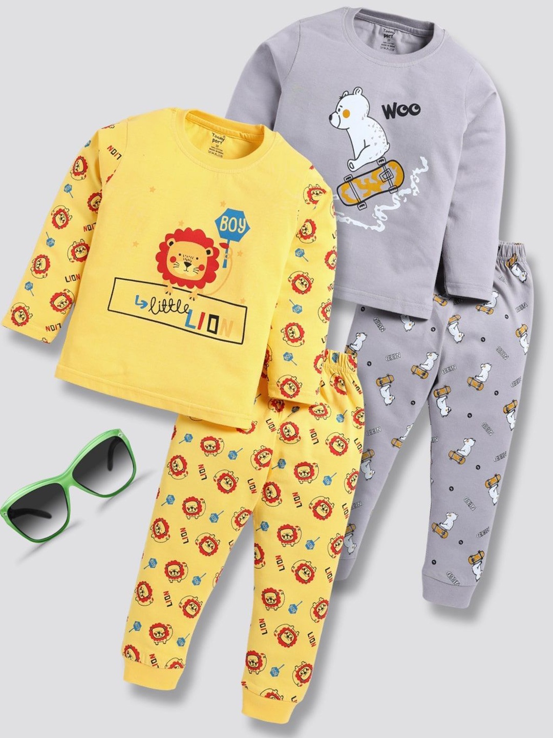 

Toonyport Boys Pack Of 2 Printed T-shirt with Trousers, Grey