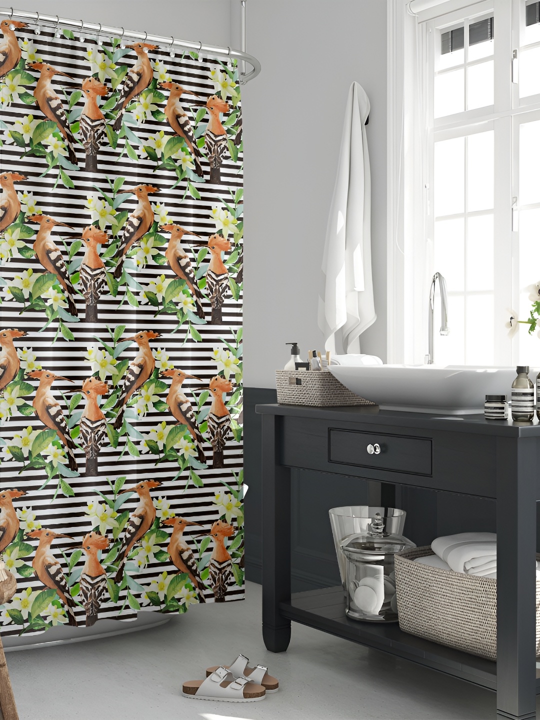 

ArtzFolio Black & Brown Printed Water Proof Shower Curtain