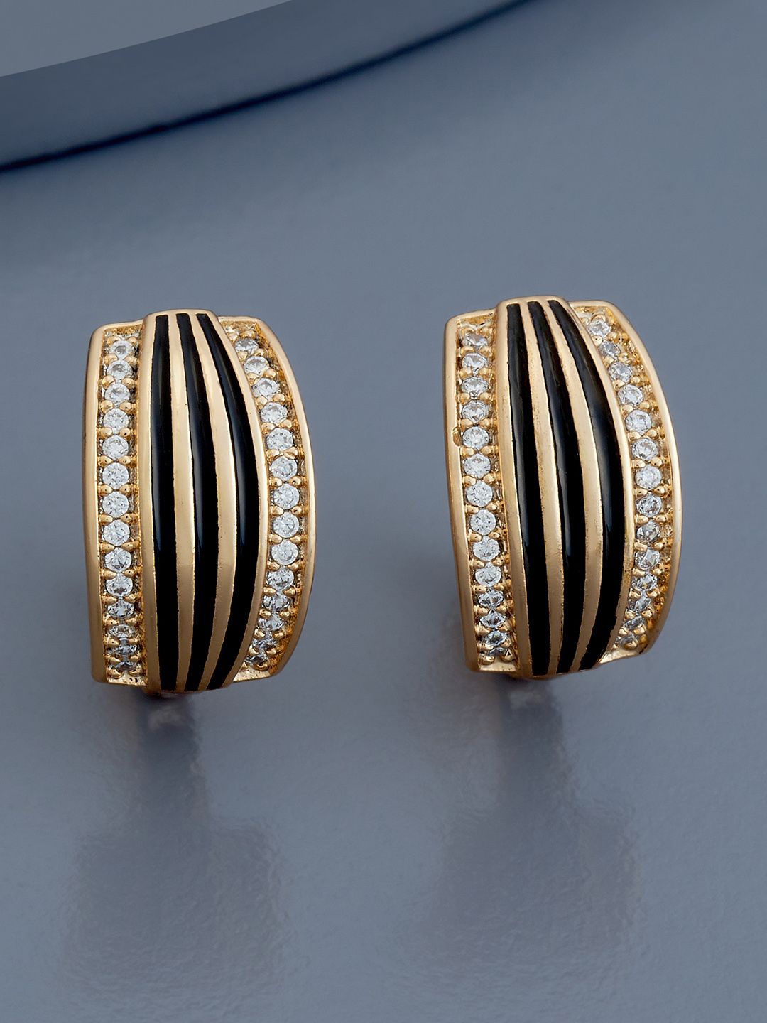 

Kushal's Fashion Jewellery Rose Gold Plated Zircon Studded Circular Hoop Earrings