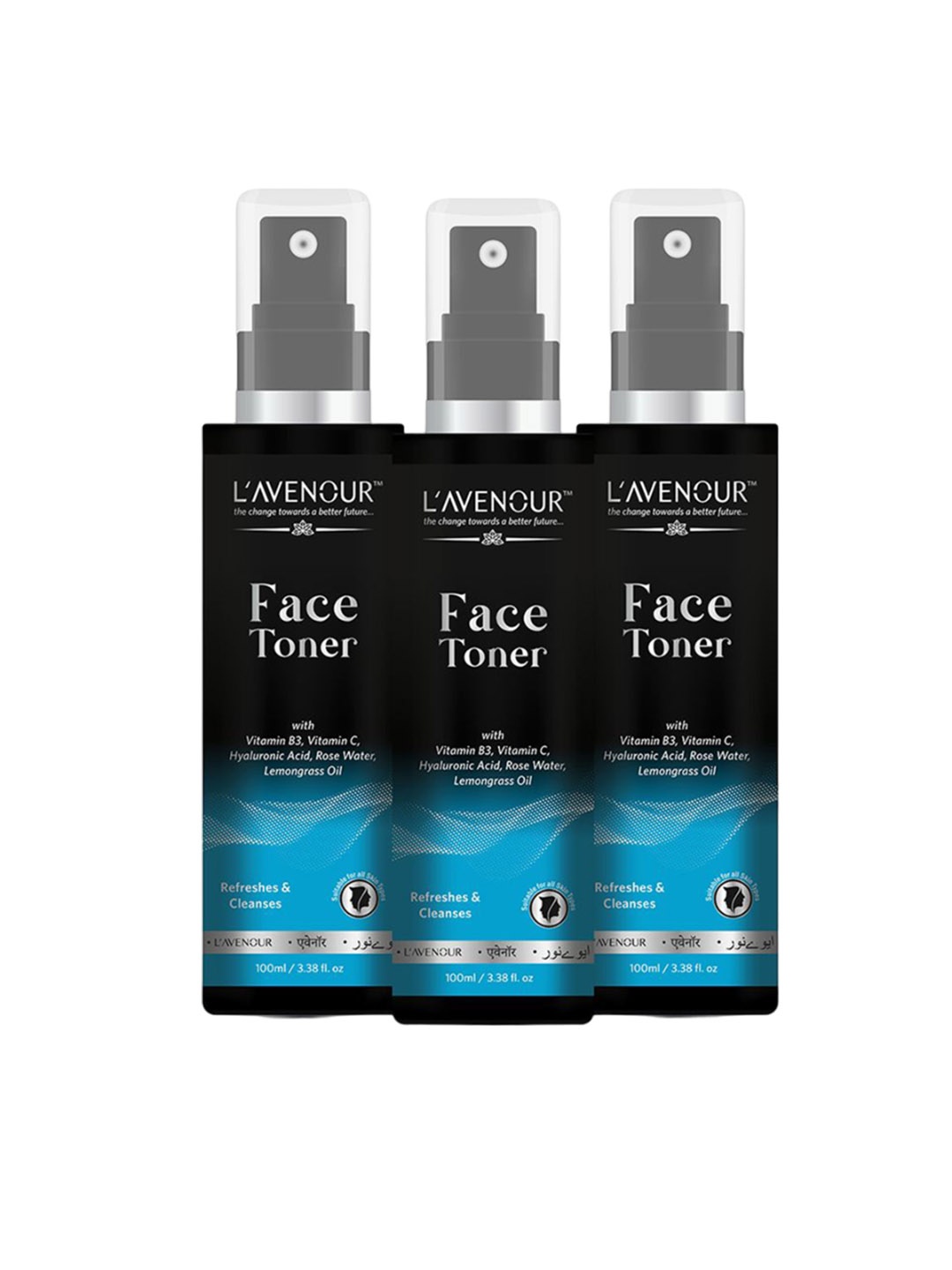 

L'AVENOUR Set Of 3 Vitamin C Soothing Face Toner For Pore Tightening - 100 ml Each, Transparent