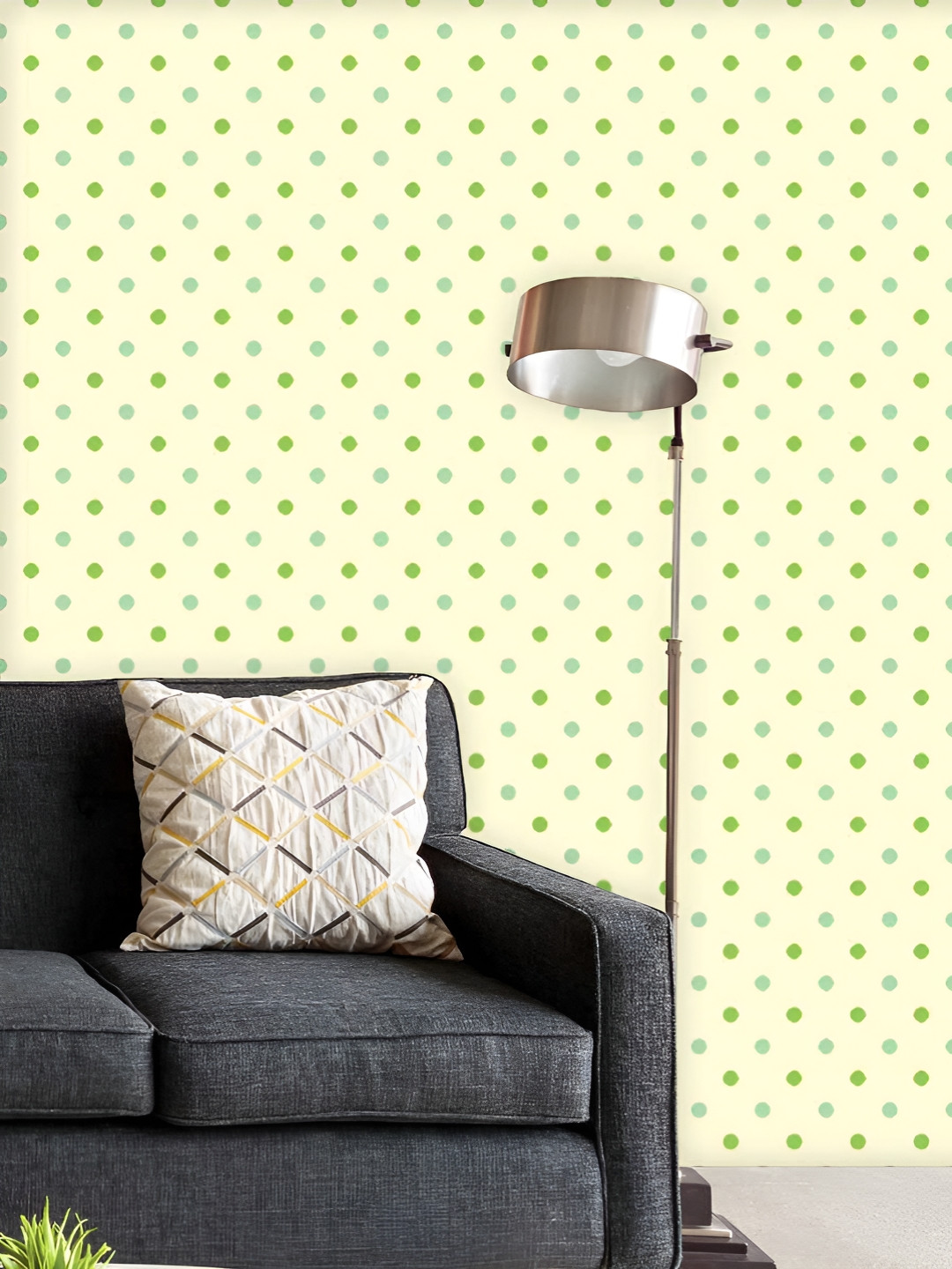 

ArtzFolio Printed UV-Resistant Anti-Bacterial Green Polka DotsPeel & Stick Wallpaper, Multi