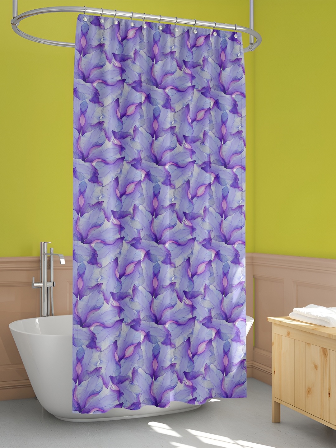 

ArtzFolio Purple & White Printed Waterproof Shower Curtain