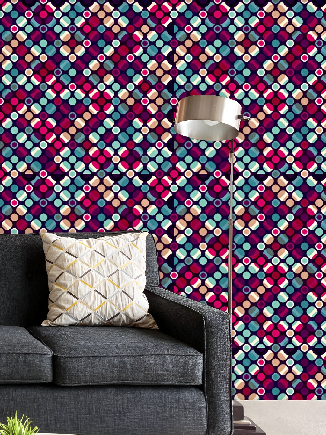 

ArtzFolio Printed UV-Resistant Anti-Bacterial Mosaic Circle Peel & Stick Wallpaper, Multi