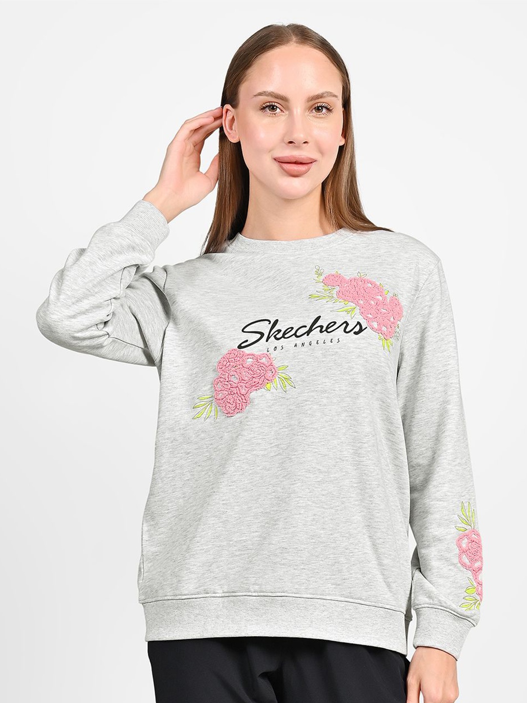 

Skechers Women Embroidered Pure Cotton Sweatshirt, Grey