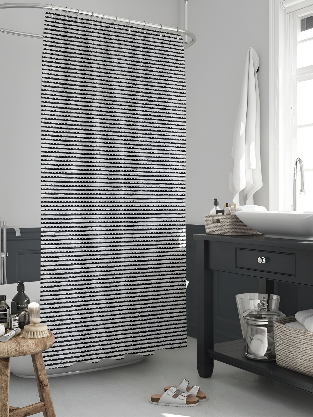 

ArtzFolio Black & White Printed Water Proof Shower Curtain