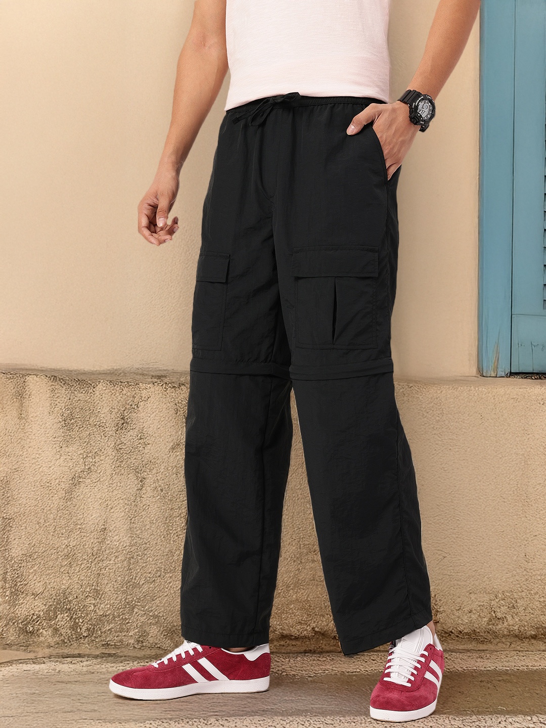 

Kook N Keech Men Sharp Split Convertible Trousers, Black