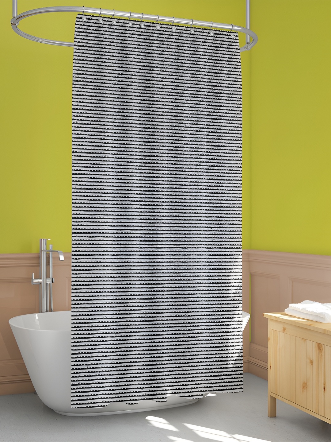 

ArtzFolio White & Black Striped Water Proof Shower Curtain