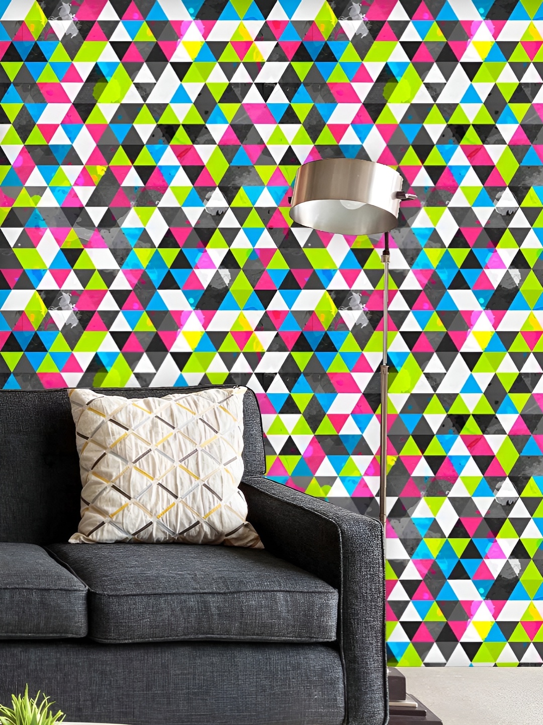 

ArtzFolio Printed UV-Resistant Anti-Bacterial Grunge Triangle Peel & Stick Wallpaper, Multi