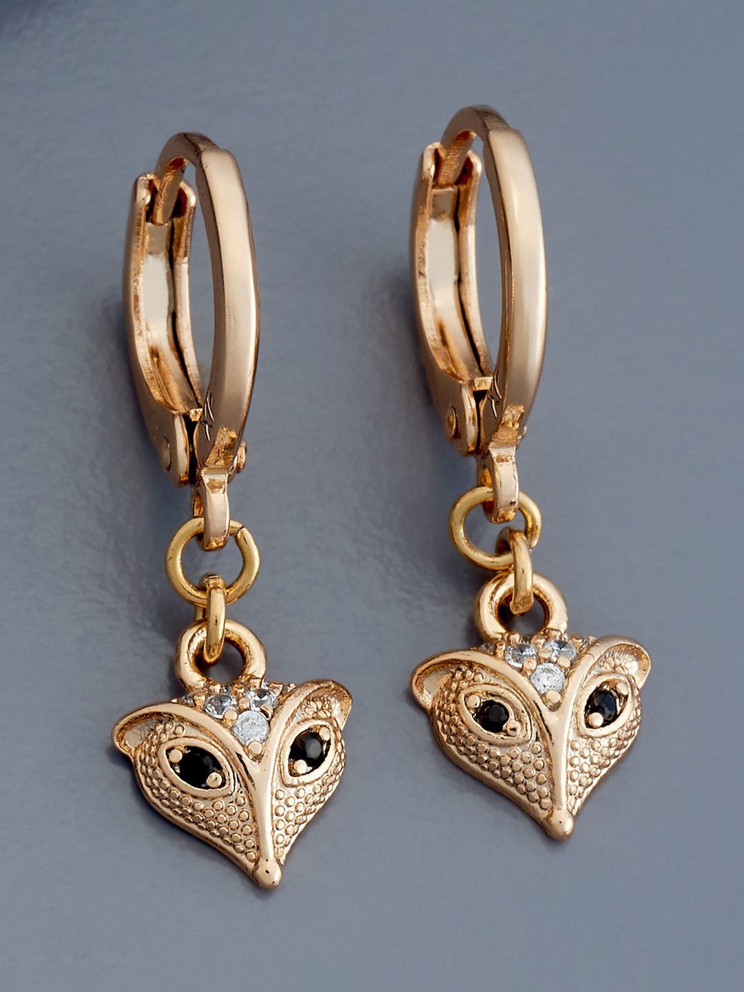 

Kushal's Fashion Jewellery Rose Gold Plated Zircon Studded Classic Hoop Earrings