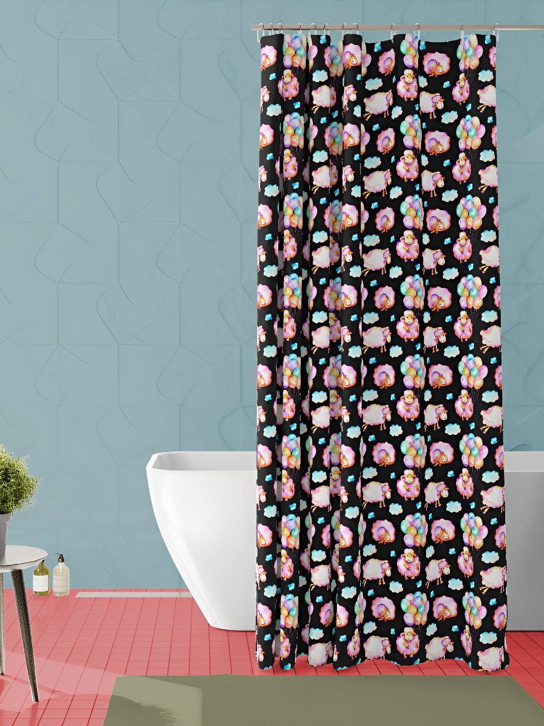 

ArtzFolio Black & Pink Printed Waterproof Shower Curtain