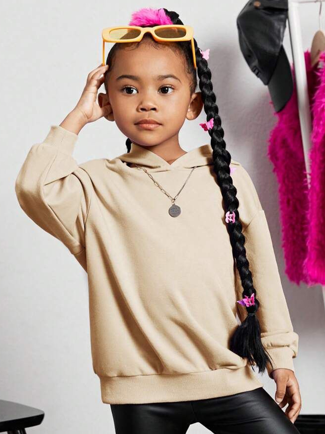 

TABADTOD Kids Printed Hooded Long Sleeves Pullover Sweatshirt, Beige